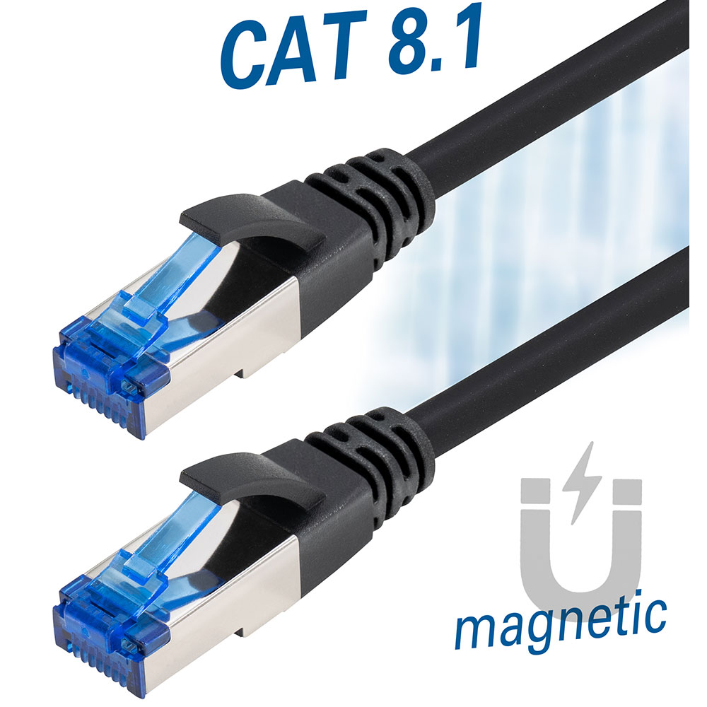 Magnetisches Cat 8.1 F/FTP Patchkabel LAN-Kabel Netzwerkkabel 1,5m