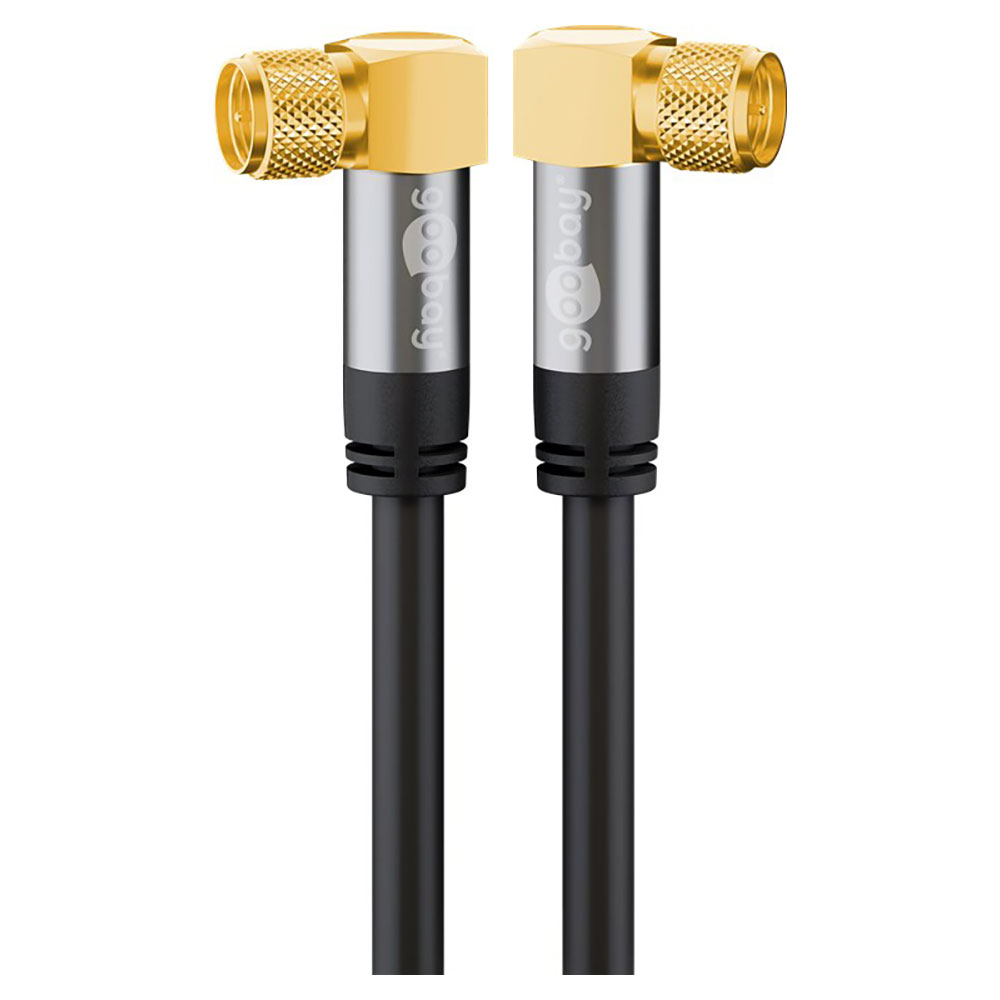 Goobay HiEnd Koaxialkabel 90° Winkel 1m Antennen flexibles Kabel Full HD schwarz