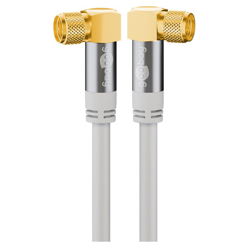 Goobay HiEnd Koaxialkabel 90° Winkel 1m Antennen flexibles Kabel Full HD weiß