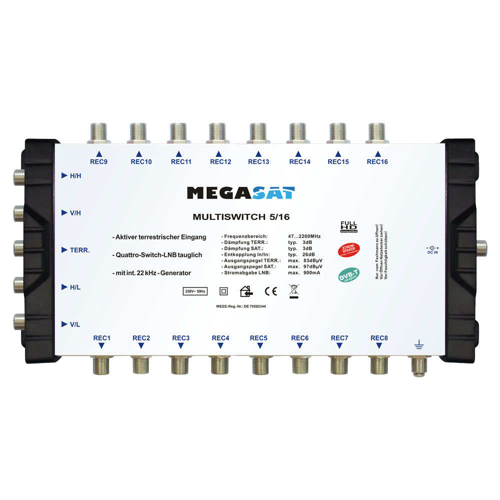Megasat Multischalter 5/16 Multiswitch Verteiler Quad tauglich gebraucht