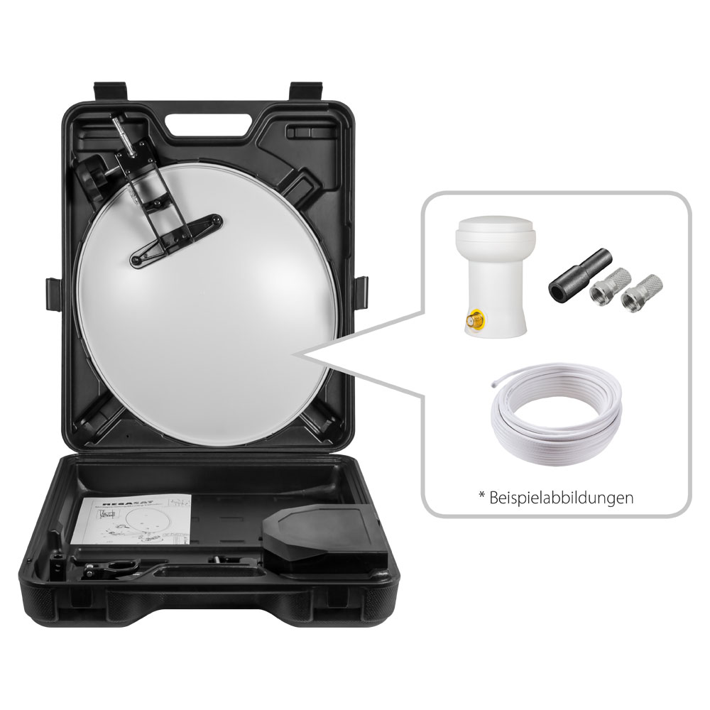 Megasat-Campingkoffer-LNB-Kabel Megasat Camping Koffer LNB und Kabel Sat Anlage Saugfuß