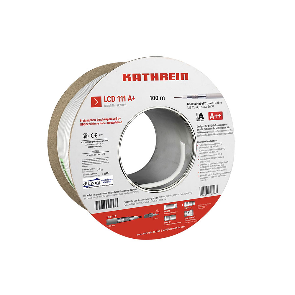 100m Kathrein LCD 111 A+ Koaxialkabel 120dB 7,0mm 3-fach geschirmt Vollkupfer
