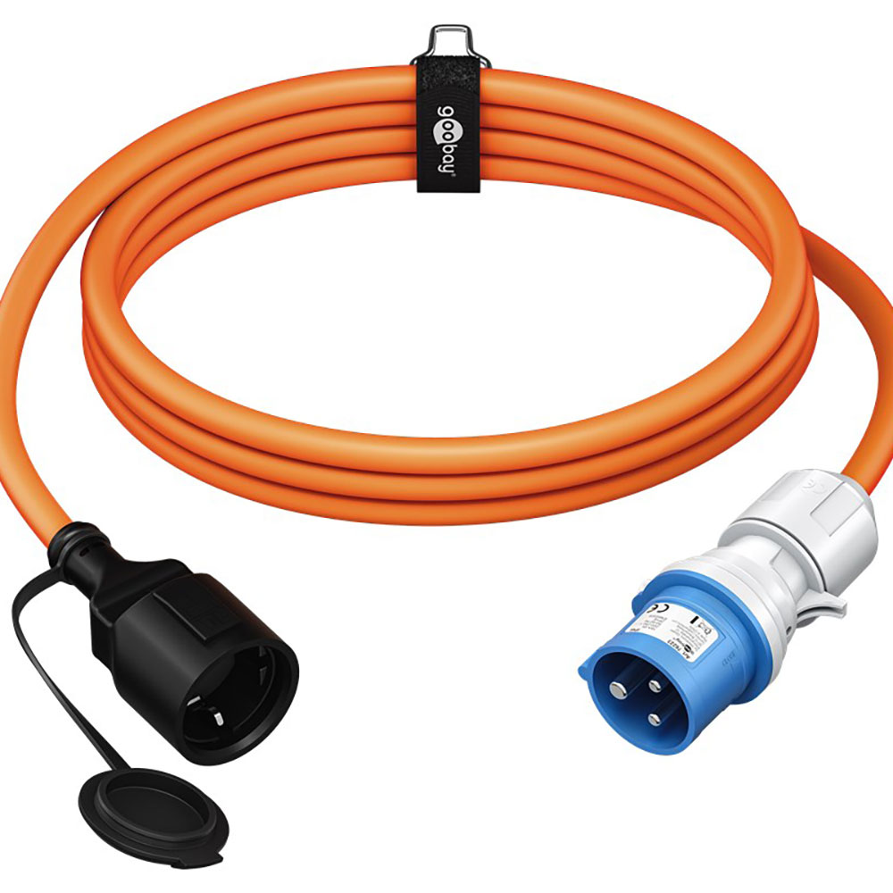 Goobay CEE-Adapterleitung CEE-Stecker auf CEE-Schutzkontakt-Kupplung Stromkabel 1,5m 16A 230V 