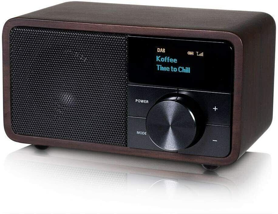 Kathrein DAB+ 1 mini Holz (dunkel) portables Radio DAB/UKW mit Akku 20 Stunden Streaming