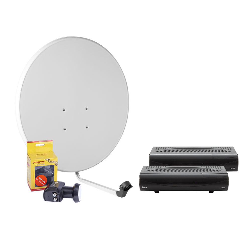 Unbenannt-2-2 TELESTAR 2 Teilnehmer HDTV Sat Satelliten Anlage 60cm Spiegel SKYTWIN LNB 2x Receiver Imperial DB5