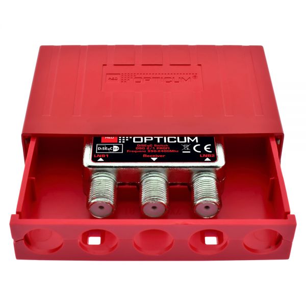 Opticum PROFI DiSEqC Schalter 2/1 2-1 Switch Sat Verteiler Wetterschutz 2 Satelliten