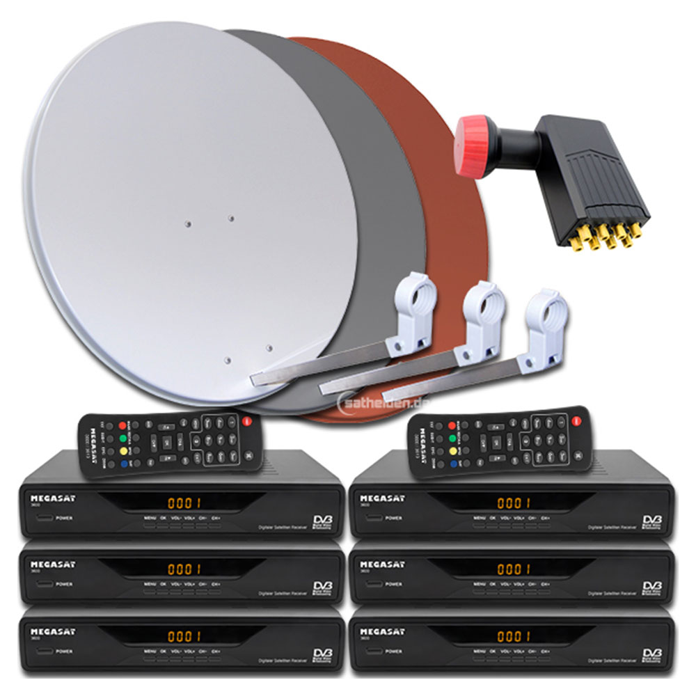 6 Teilnehmer Digitale Sat Satelliten Anlage Receiver 3600