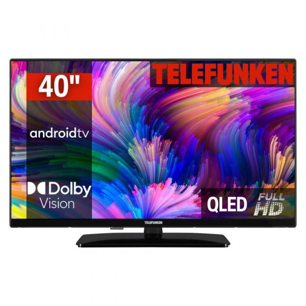 Telefunken D40Q751X2CW QLED-Fernseher 102cm 40 Zoll Full HD Smart Android TV 600Hz DVB-T2/C/S2 gebra