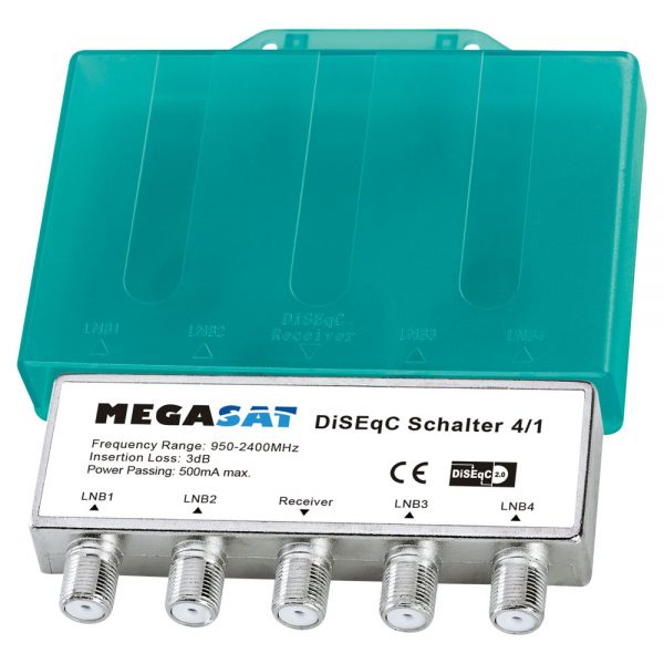 Megasat DiSEqC Schalter 4/1 Standard Switch Sat Verteiler Wetterschutz
