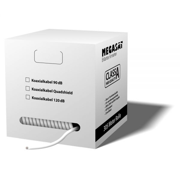 305m Pull-Out-Box Koaxialkabel Quadshield 120 110 dB 7mm 4-fach geschirmt weiß