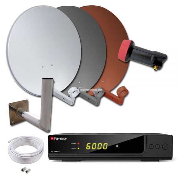 1 Teilnehmer HDTV Sat Anlage HD X300 plus WH SQ Spiegel Kabel