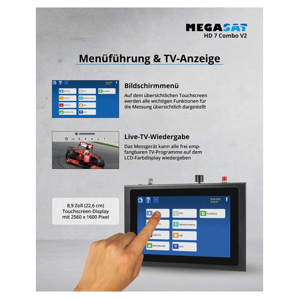 Megasat Misuratore satellitare HD 7 Combo V2 DVB-S2 satellitare DVB-C Misuratore DVB-T2 utilizzato